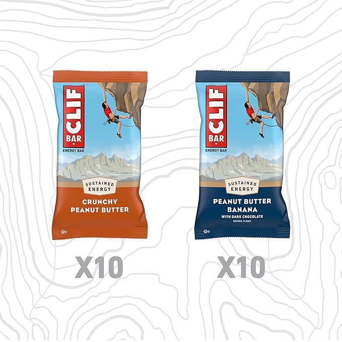 CLIF BAR - Peanut Butter Variety Pack - 2 Flavors - Made with Organic Oats - Energy Bars - Non-GMO - Plant Based Protein Bars (20 Pack)