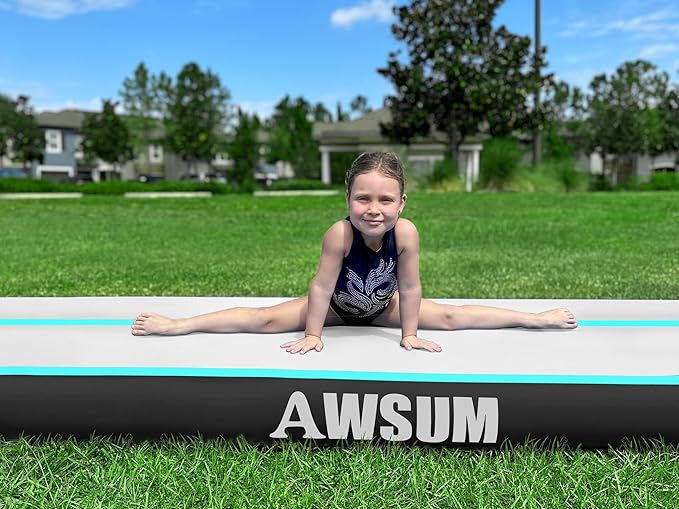 AWSUM Inflatable Air Gymnastics Mat 10ft/13ft/16ft/20ft/23ft Training mat 4/8 inches Thick tumbling mat with Electric Pump for Home/Gym/Outdoor