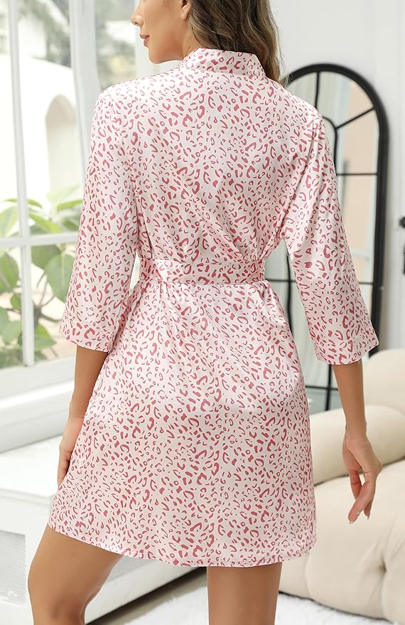 Samring Women's Bride Bridesmaids Robe Short Satin Kimono Robes for Wedding & Bridal Party Silk Bathrobes for Women