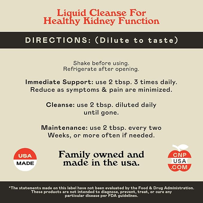 Complete Natural Products Kidney Complete - 8oz Organic Liquid for Kidney Support, Cleanse, and Detox with Apple Cider Vinegar, Lemon, & Organic Chanca Piedra.