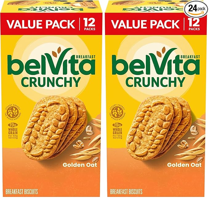 belVita Golden Oat Breakfast Biscuits, Value Pack, 24 Packs (4 Biscuits Per Pack)
