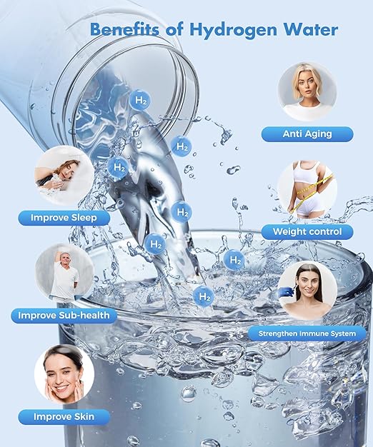 Hydrogen Water Bottle, Hydrogen Water Bottle Generator,3-Min Electrolysis Smart Water Ionizer with SPE/PEM Technology, Hydrogen Water Machine for Women Men Office School Bike Running