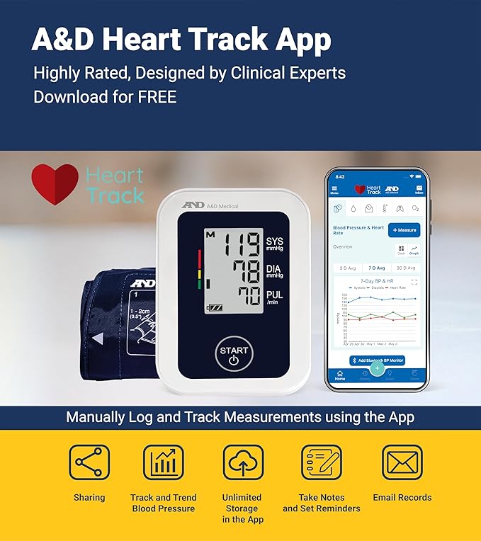 A&D Medical Blood Pressure Monitor for Home Use, UA-651 – Upper Arm Precise BP Machine – Wide Range Cuff (8.6” / 22-42cm), Adults, 4 AA Batteries