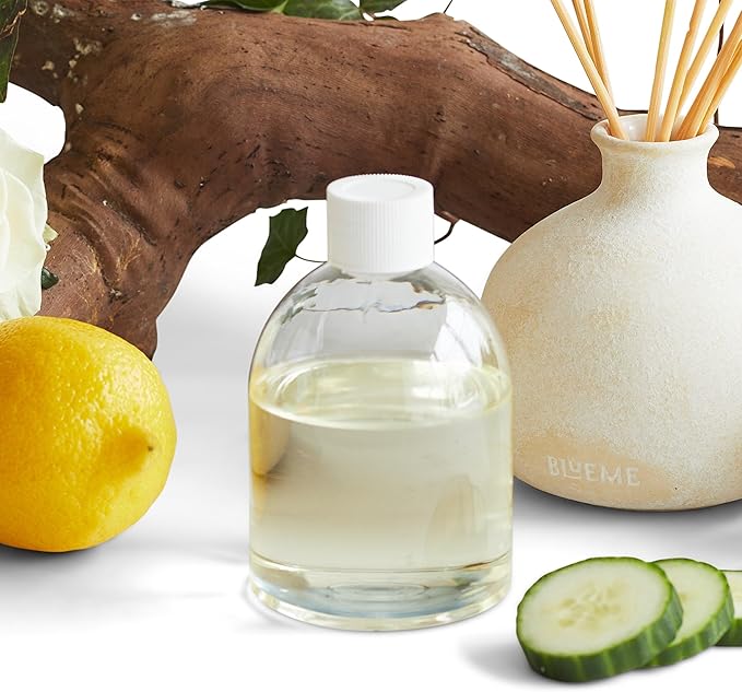 BLUEME Renew-Ivy & Rose, 5.92 Fl Oz Wellness Diffuser Oil Refill, Contains Essential Oil, Sustainable, Hand Finished, Premium, Luxury Ceramic, Natural Rattan Reeds