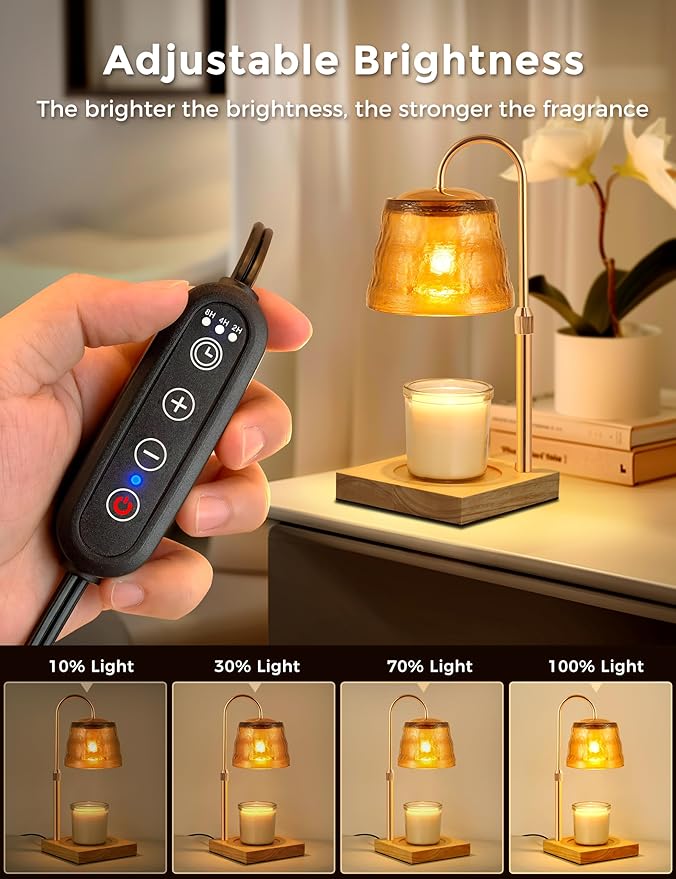 LOHAS Dimmable Candle Warmer Lamp with Timer, Frosted Teal Glass Cover, Versatile Jar Candle and Wax Melter for Bedroom Decor, Gift for New Homeowners