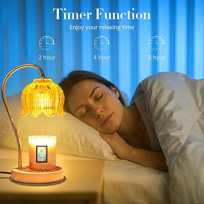 Dimmable Flower Candle Warmer Lamp with Timer - Compatible with Various Candles - Christmas & Mother's Day Gift for Women,Vintage Bedroom Home Decor