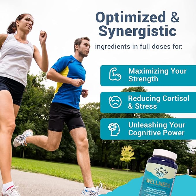 myPEAK Wellness Award-Winning Vegan Multivitamin with ElevATP Ancient Peat Extract, Natural Astaxanthin, Iron, Resveratrol and Alpha GPC, Immunity Booster, All-in-One for Men and Women, 90 Count
