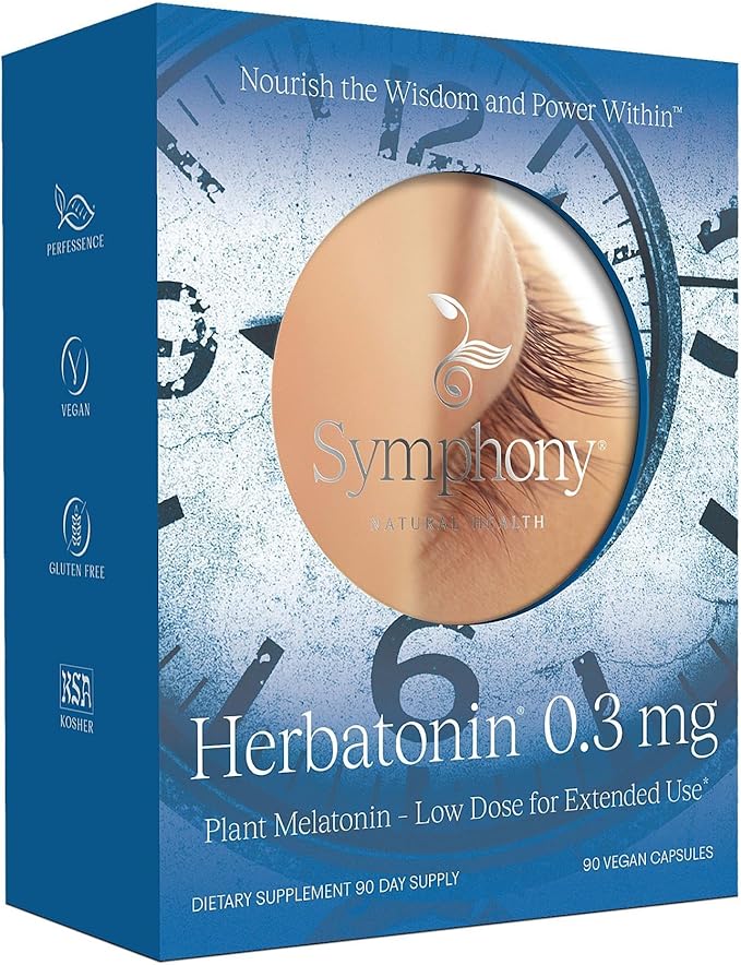 Herbatonin® 0.3 mg – The First Plant-Based, Natural Melatonin Supplement (Phyto-Melatonin) - Low Dose Sleep Aid, Supports Circadian Rhythm & Cellular Health – 180 Capsules (180 Day Supply)