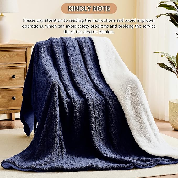 Homemate Electric Heated Blanket Full - 72"x84" Heating Bed Blankets Throw with 10 Heating Levels 8 Hours Auto Off Fast Heating Over-Heated Protection Ultra Soft Warm Flannel ETL Certified