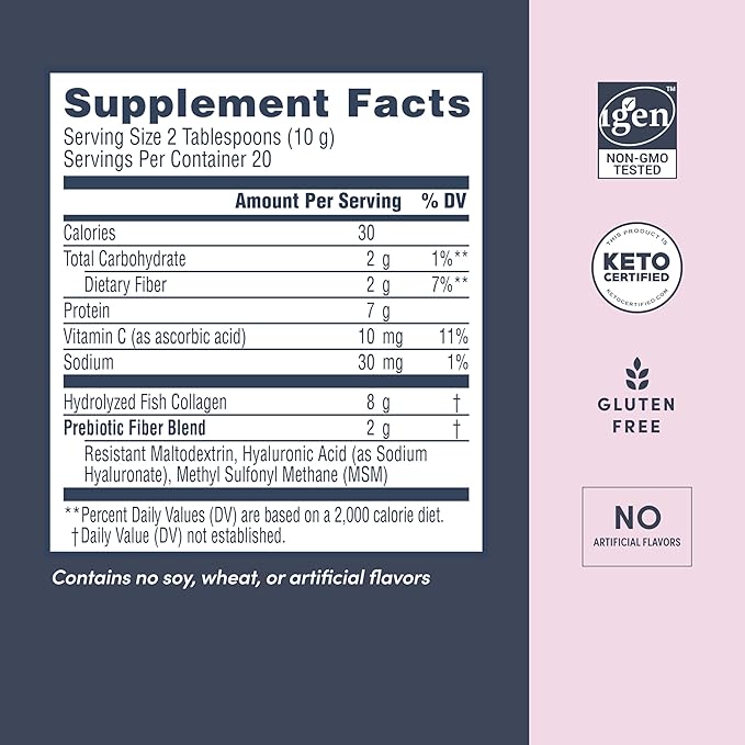 Neocell Marine Collagen with Hyaluronic Acid, MSM and Vitamin C, Keto Collagen Supplements, for Skin Care and Joint Health, Unflavored, Powder, 7 oz, 1 Canister