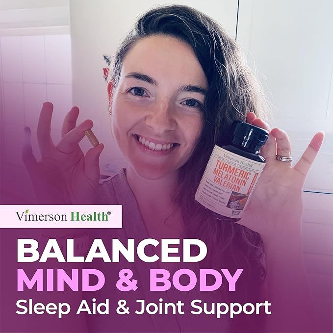 Melatonin Sleep Aid with L Theanine & Valerian Root – Turmeric Supplement – Turmeric Curcumin with Ginger & Black Pepper – L-Theanine & Melatonin 3mg for Sleep, Calm and Stress Relief – 120 Capsules