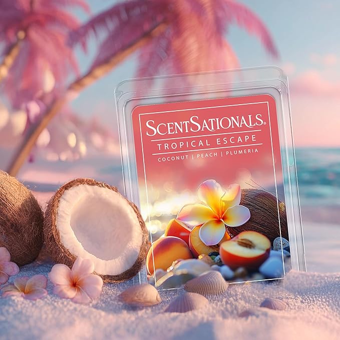 Scentsationals Wax Melts, Wax Cubes Strong Scent – Getaway Collection Tropical Escape – Long Lasting Scented Melts for Warmer, 10oz (24-Cubes)