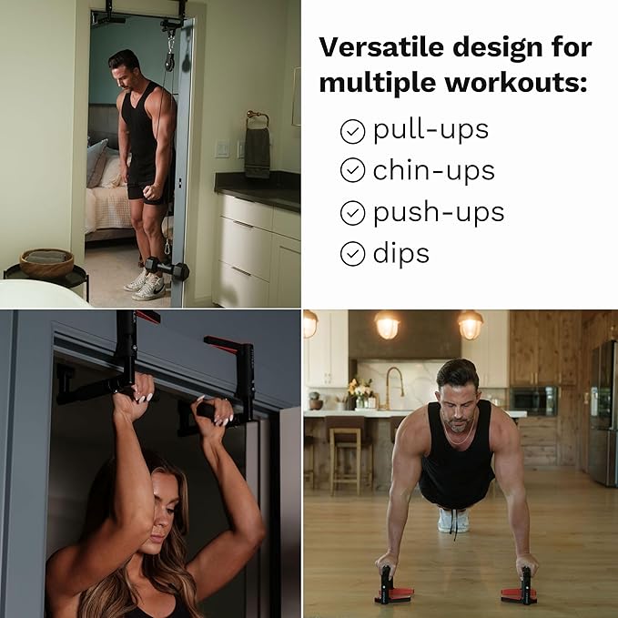 Jayflex CrossGrips Compact Pull Up Bar - Pull Up Bar Door Frame for Work from Home Fitness - Adjustable Door Frame Pullup Bar Handles - 250 lbs Capacity