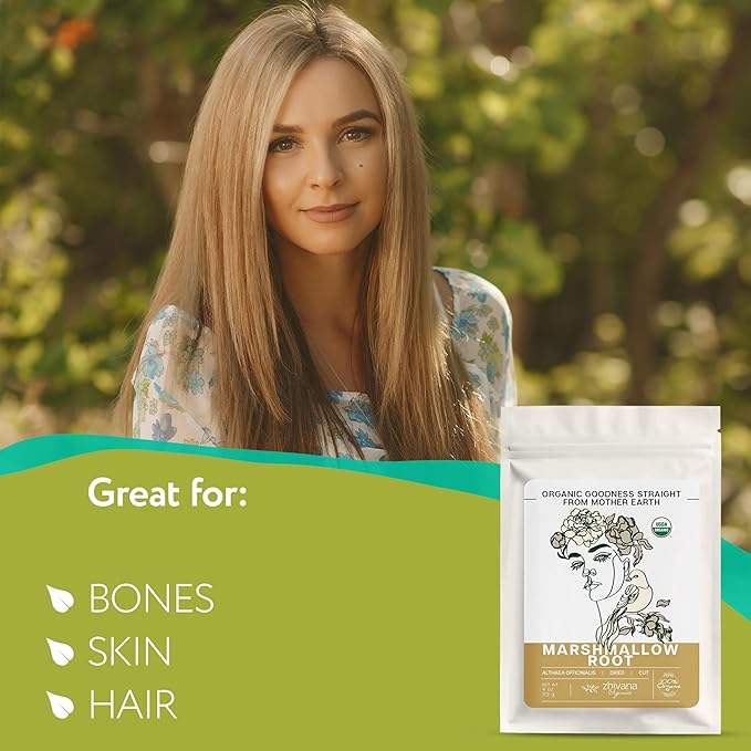 Marshmallow Root Tea (Althea Officinalis) โ Organic Marshmallow Root โ Throat Tea - Gut Lining, Digestion, Respiratory Health - Blood, Bones, Skin, Hair - Marshmellow Herb โ 4 Ounces