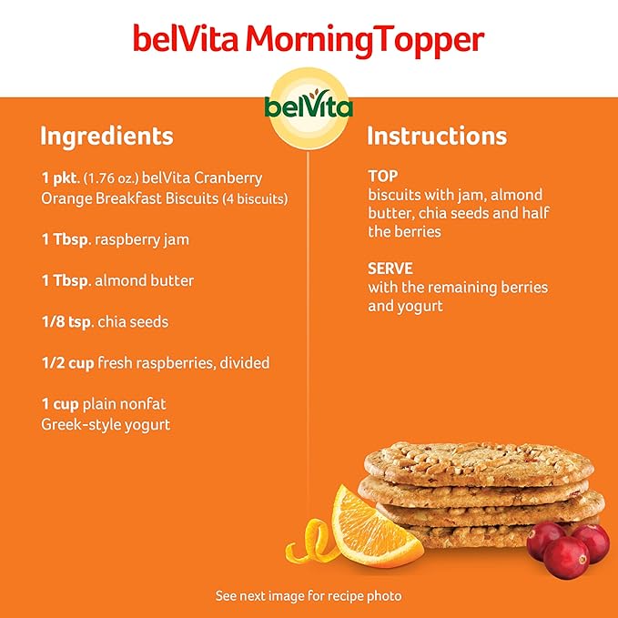 belVita Breakfast Bars Biscuits, Cranberry Orange, 30 Total Packs, 6 Boxes (4 Biscuits Per Pack)