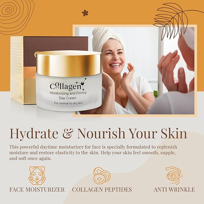 Collagen ++Anti-Aging Moisturizing and Firming Day Cream, Hydrating Collagen Cream, Anti Wrinkle Face & Neck with Collagen Peptide