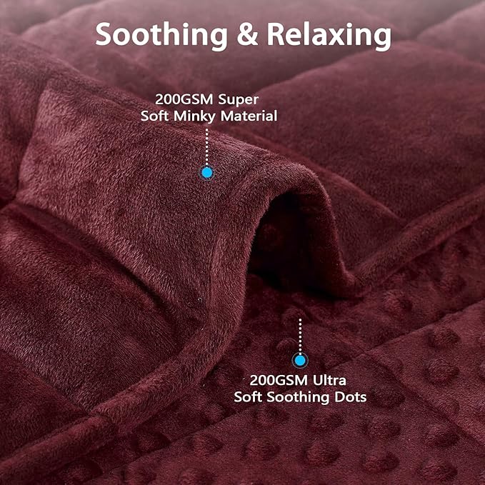 L'AGRATY Weighted Blanket for Adult - 80"x87" 25lbs Minky Dots Heavy Blanket with Glass Beads Soft Breathable for All-Season Summer Fall Winter Thick Comfort for Sleeping