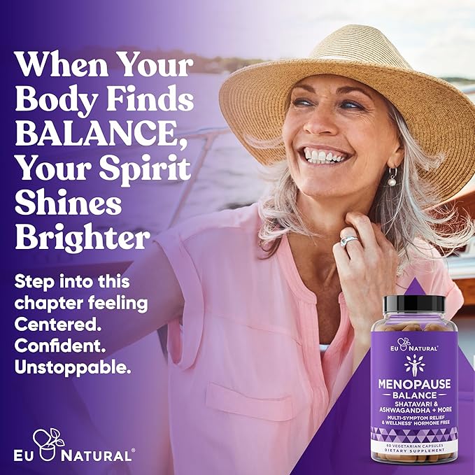 Menopause Balance – Menopause Supplements for Women with Shatavari, Ashwagandha, L-Theanine & Holy Basil – Holistic Multi-Symptom Support & Hot Flash Relief for Women – 60 Vegetarian Capsules