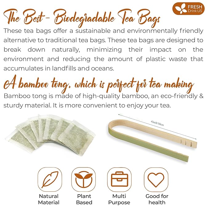 FreshDrinkUS, Premium 120 Burdock Root Tea Bags, 100% Natural & Pure, Herbal Tea. Made with Natural Material Tea Bags. No Sugar, No Caffeine, No Gluten, Vegan.