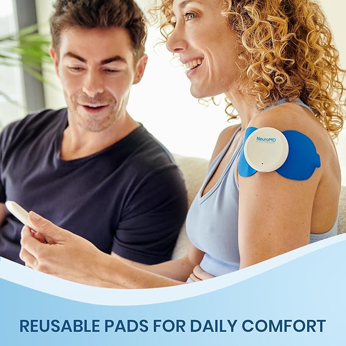 NeuroMD 2-Pack Butterfly Replacement TENS Unit Electrode Pads for Wireless Muscle Stimulator & Pain Relief - Reusable 30 Times | Snap-On Connector | Compatible to Whole Body Corrective Therapy Device