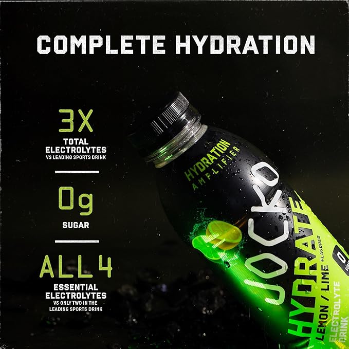Jocko Fuel Hydrate Electrolyte Drinks - Sports Drink Hydration Amplifier, Thirst Quencher - Scientifically Formulated Electrolyte Blend Lemon-Lime 16 Oz (12 Pack)