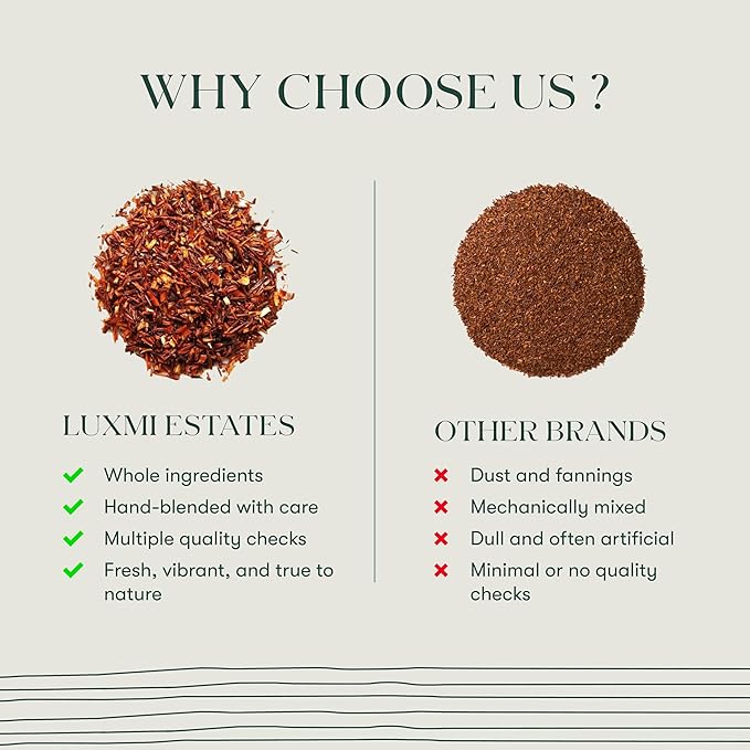 Luxmi Estates - Rooibos Vanilla - Organic Rooibos Tea with Natural Vanilla Extract - Loose Leaf - 100g (50 Cups)| Limited Fall Tea, Calming and Relaxing