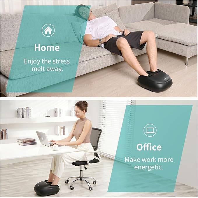 Foot Massager Machine with Heat, Shiatsu Deep Kneading Foot Massager with Remote, Compression, Multi-Massage Modes, Auto-Off Timers, Gifts for Women Men