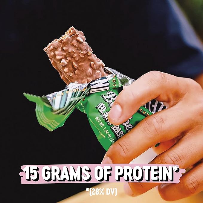 Barebells Vegan Protein Bars Hazelnut & Nougat - 12 Count, Pack of 2 - Plant Based Protein Bar with 15g of High Protein - Chocolate Protein Snacks with 1g of Total Sugars - On The Go Breakfast Bars