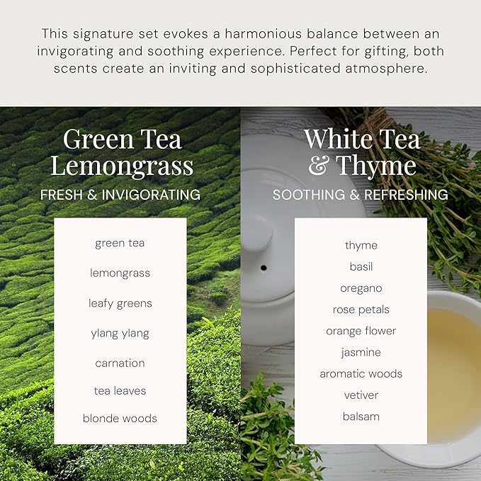 The Diamond Gift Set, Smart Scent Air Machine for Home with Refreshing Herbal & Citrus Aromas, Waterless Fragrance Oil Diffuser, White Tea & Thyme, Green Tea Lemongrass, Black