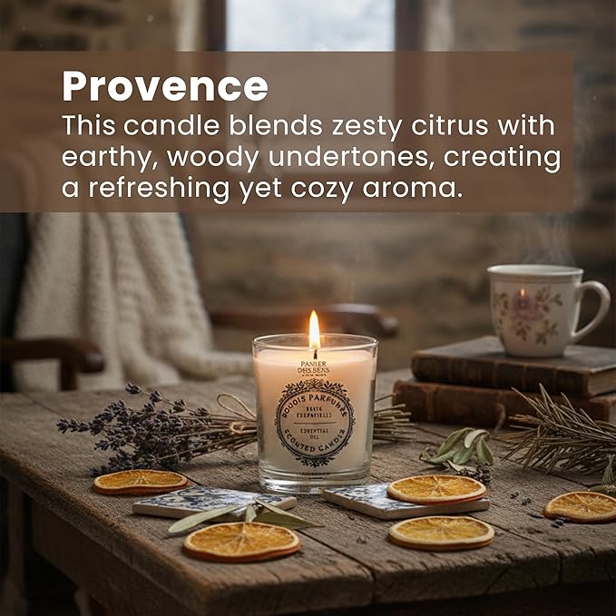 Panier des Sens - Provence & Winter Candle β Long Lasting Scented Candles for Home β Candle for Women β 100% Natural Cotton Wick β Decorative Candles Home Gifts - 6.3 oz