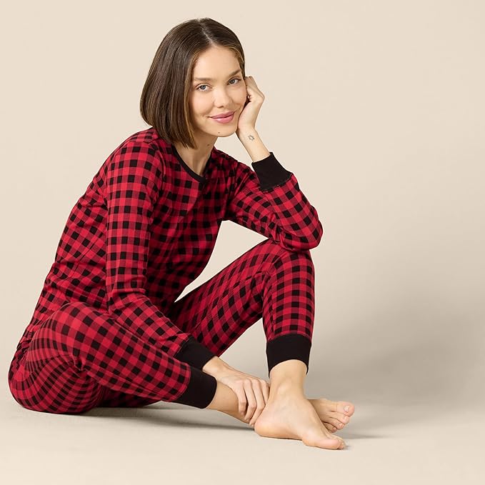 Amazon Essentials Womens Snug-Fit Cotton Sleepwear Pajama Set (Available in Plus Size)