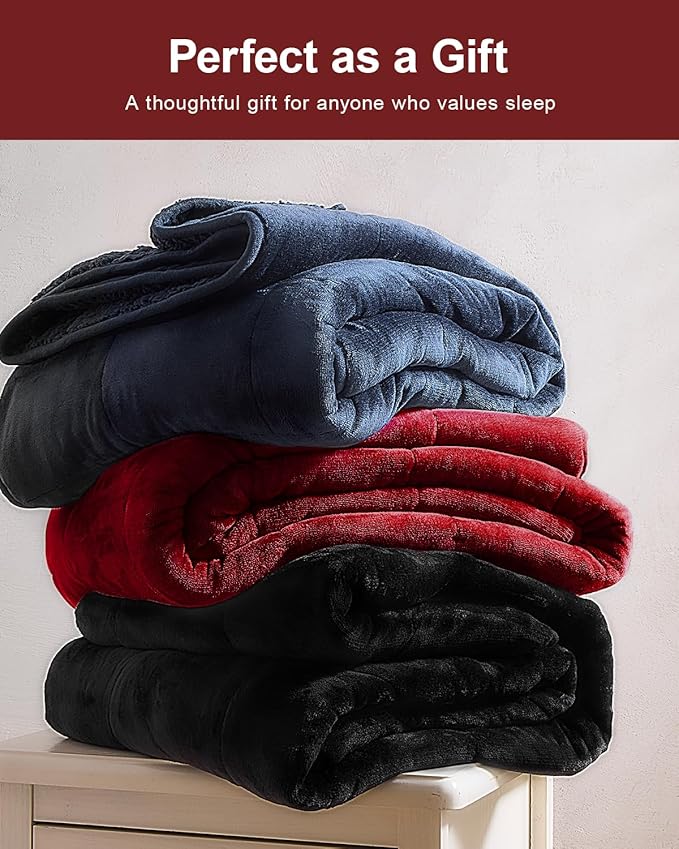 Super Fuzzy Soft Sherpa Fleece Weighted Blanket, 15 lbs Dual Sided Fluffy Heavy Weighted Blankets for Adults - No Bunching with Double Layers of Soft Inner Lining (48"x 72", 15 Pounds)