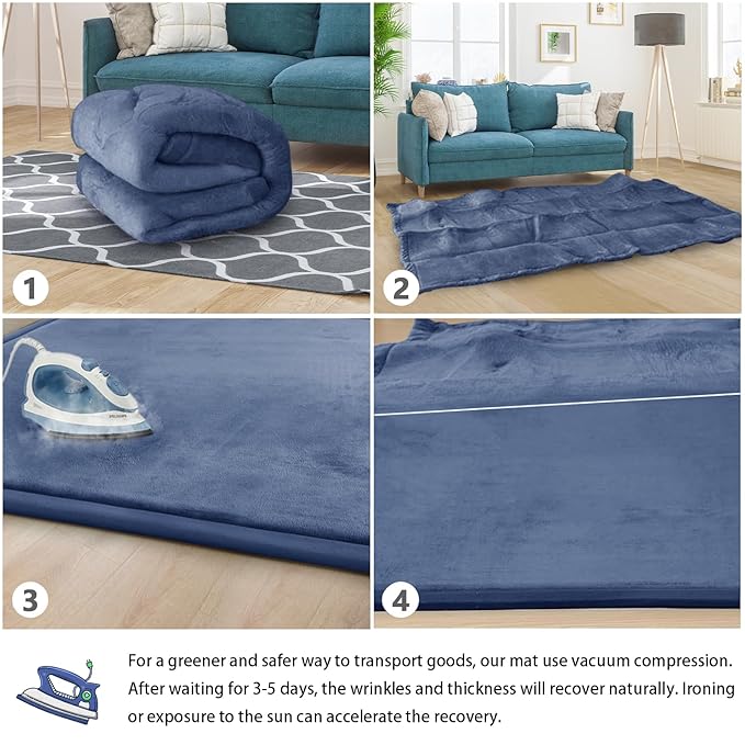 Baby Play Mat 1.2" Thick Memory Foam Nursery Rug Area Rug, 6β7β X 6β7β Yoga Mat Playmat Crawling Mat for Baby,Toddlers,Infants,Kids,Floor Mat Tatami Mat for Living Room with Non-Slip(Blue)