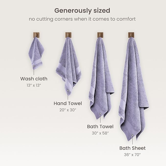 BIOWEAVES 100% Organic Cotton Bath Sheet Set of 2 | Soft Oversized Bath Towels | 700 GSM Premium Bath Towel Sheet Set GOTS Certified - Lavender