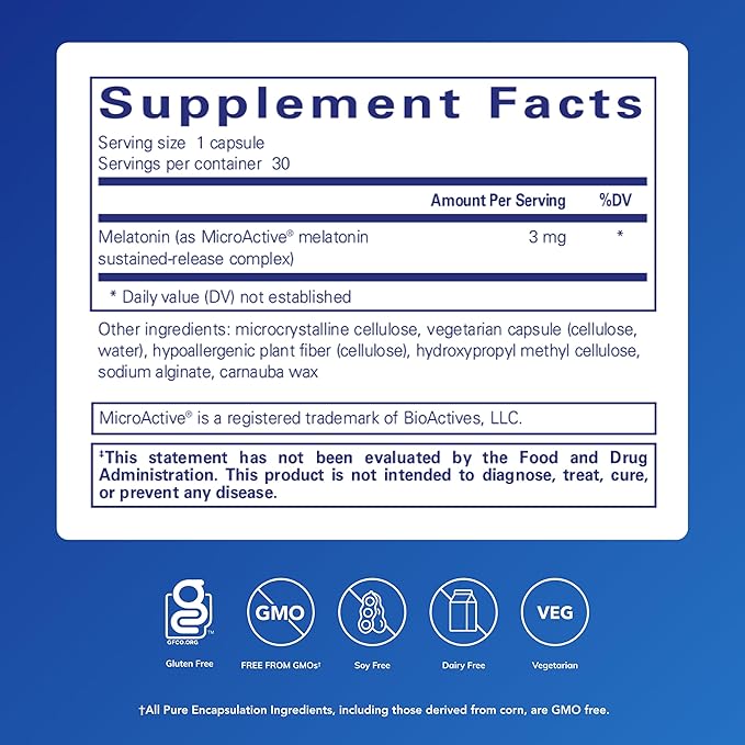Pure Encapsulations Melatonin-SR - Extended Release Melatonin - Supports Restful Sleep* - Sleep Supplement - Gluten Free & Vegan - 30 Capsules