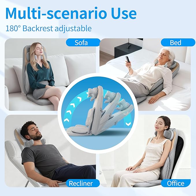 Shiatsu Neck and Back Massager with Heat,4D Kneading Back Massager for Pain Relief Deep Tissue,Comfortable Back Massage for Chair,Adjustable Neck Massage,Christmas Gifts for Women Men Parents