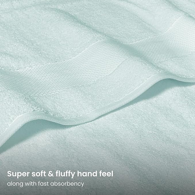 BIOWEAVES 100% Organic Cotton 700 GSM Plush Bath Towels 30" x 58" GOTS Certified - Seafoam, Pack of 2