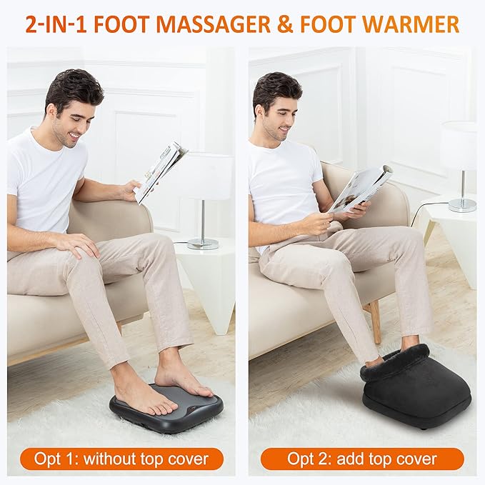 Snailax Shiatsu Foot Massager with Heat, Heated Electric Kneading Foot Massager Machine for Plantar Fasciitis, Removable Cover, Foot Warmer