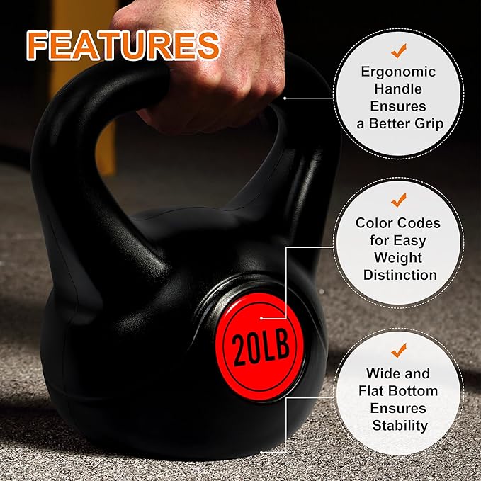 Kettlebell Sets 4 Piece Strength Training Kettlebells Weight Set 5lb, 10lb, 15lb, 20lb Kettlebells