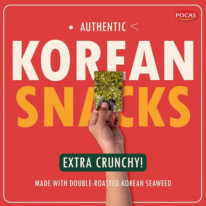 Laverland Crunch Minions Seaweed Snack Sea Salt Flavor 18 Count (2 Packs), Korean Roasted Seaweed, Low Calorie, Vegan and Keto friendly, Gluten Free.