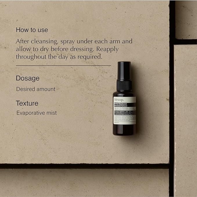 Aesop Herbal Deodorant Spray | Aluminum Free | Deodorant Reduces + Masks Underarm Odor | Sage Leaf, Zinc Ricinoleate, Witch Hazel | 1.7 oz / 50mL