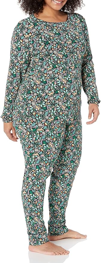 Amazon Essentials Womens Snug-Fit Cotton Sleepwear Pajama Set (Available in Plus Size)