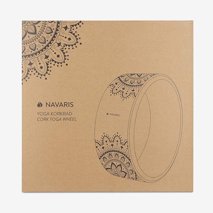 Navaris Cork Yoga Wheel - Prop for Stretching, Flexibility, Back Bends - Helps Deepen Poses and Stretch Back, Shoulders, Chest - 13" (33cm) Diameter