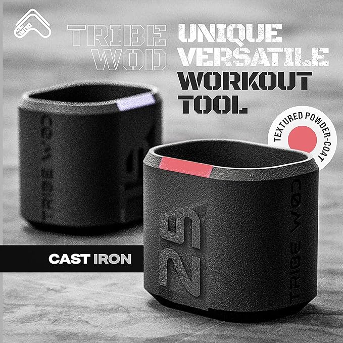 35lb Hybrid Dumbbell for Cross Training - Tribe WOD Dark Elf Weights - Ergonomic Stainless Steel Workout Equipment for Strength, Mobility and Cardio Fitness