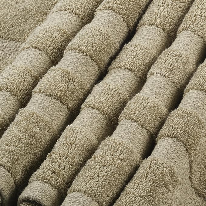 SOFE H&L | Olea Luxury Turkish Cotton Bath Towels Set of 3 : 1 Bath Towel, 1 Hand Towel, 1 Wash Cloths, Green |Thick, Premium, Soft, Durable, Absorbent - Hotel Quality Towel Sets for Bathroom