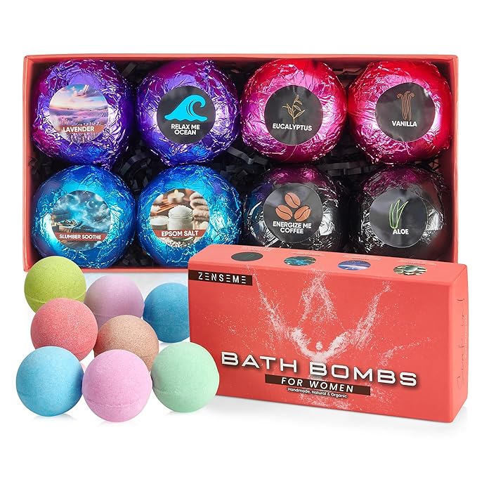 Bath Bombs for Women - Bath Bombs for Women Relaxing - Organic Bath Bombs with Feminine Scents for Her - 2.5 Oz Gift Set of 8 Scented All Natural Bath Bombs with Natural Essential Oils - Gift