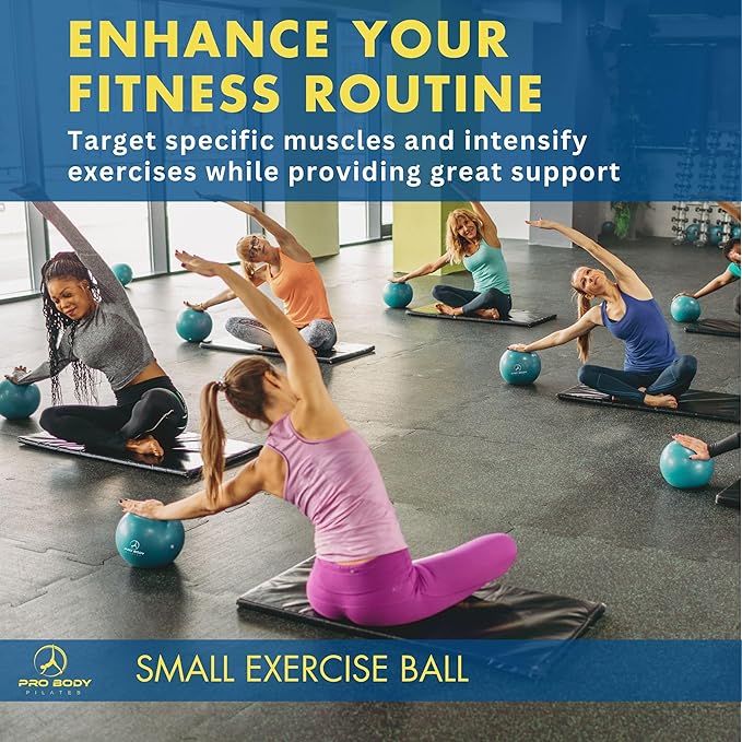 ProBody Pilates Small Exercise Ball - 9 Inch Workout Ball for Stability, Barre, Yoga, Core & Physical Therapy