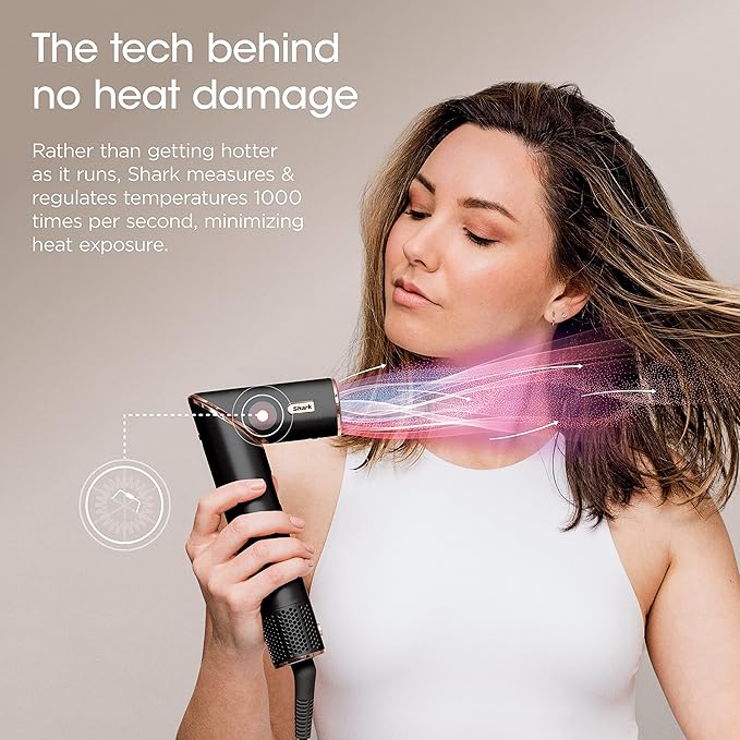 Shark Hair Dryer | FlexStyle Hair Styling System | Portable & Powerful Blow Dryer Brush | Hair Curler & Volumizer | 6 Styling Tools Included | Best for All Hair Types | Black | HD440BK