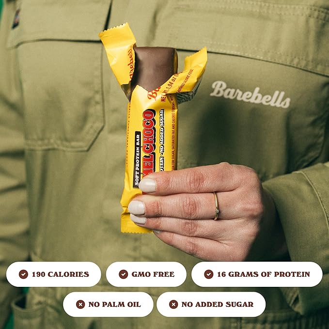Barebells Soft Protein Bars Caramel Choco - 12 Count, 1.9oz Bars - Protein Snacks with 16g of High Protein - Fluffy Chocolate Protein Bar with 2g of Total Sugars - Soft Protein Snack & Breakfast Bars.