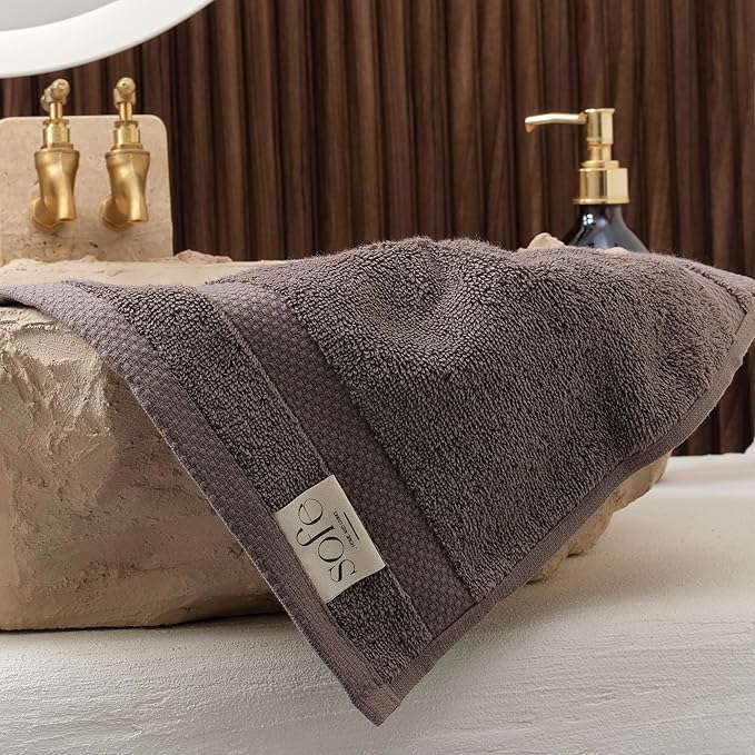 SOFE H&L | Olea Luxury Turkish Cotton Bath Towels Set of 4 : 4 Wash Cloths - Dark Gray | Premium, Soft, Durable, Absorbent | Turkish Washcloths for Face